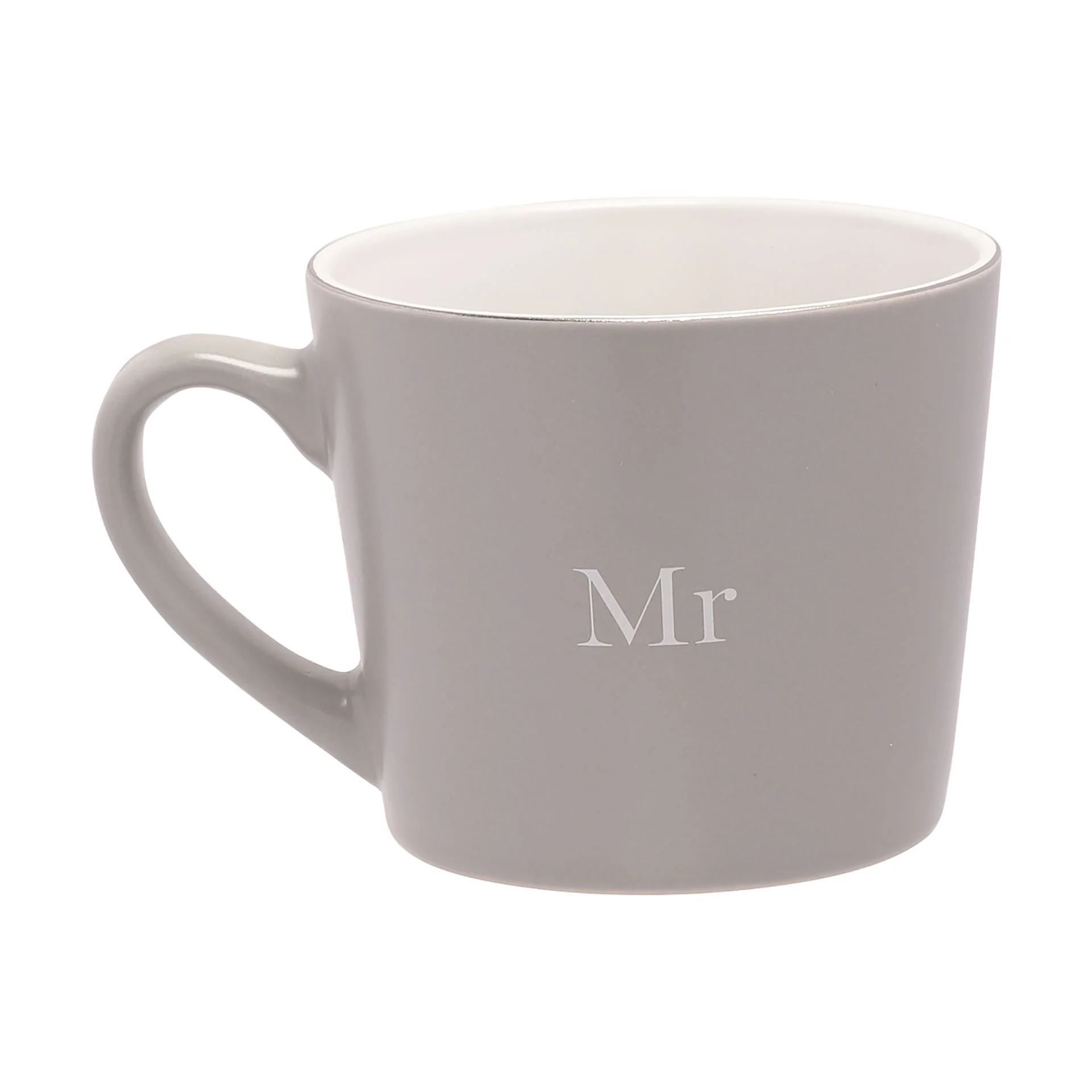 Amore Set of 2 Grey & White Mugs - Mr & Mrs - Image 2