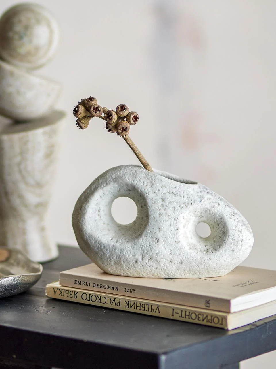 Bloomingville Caia Vase White Stoneware Double - Image 3