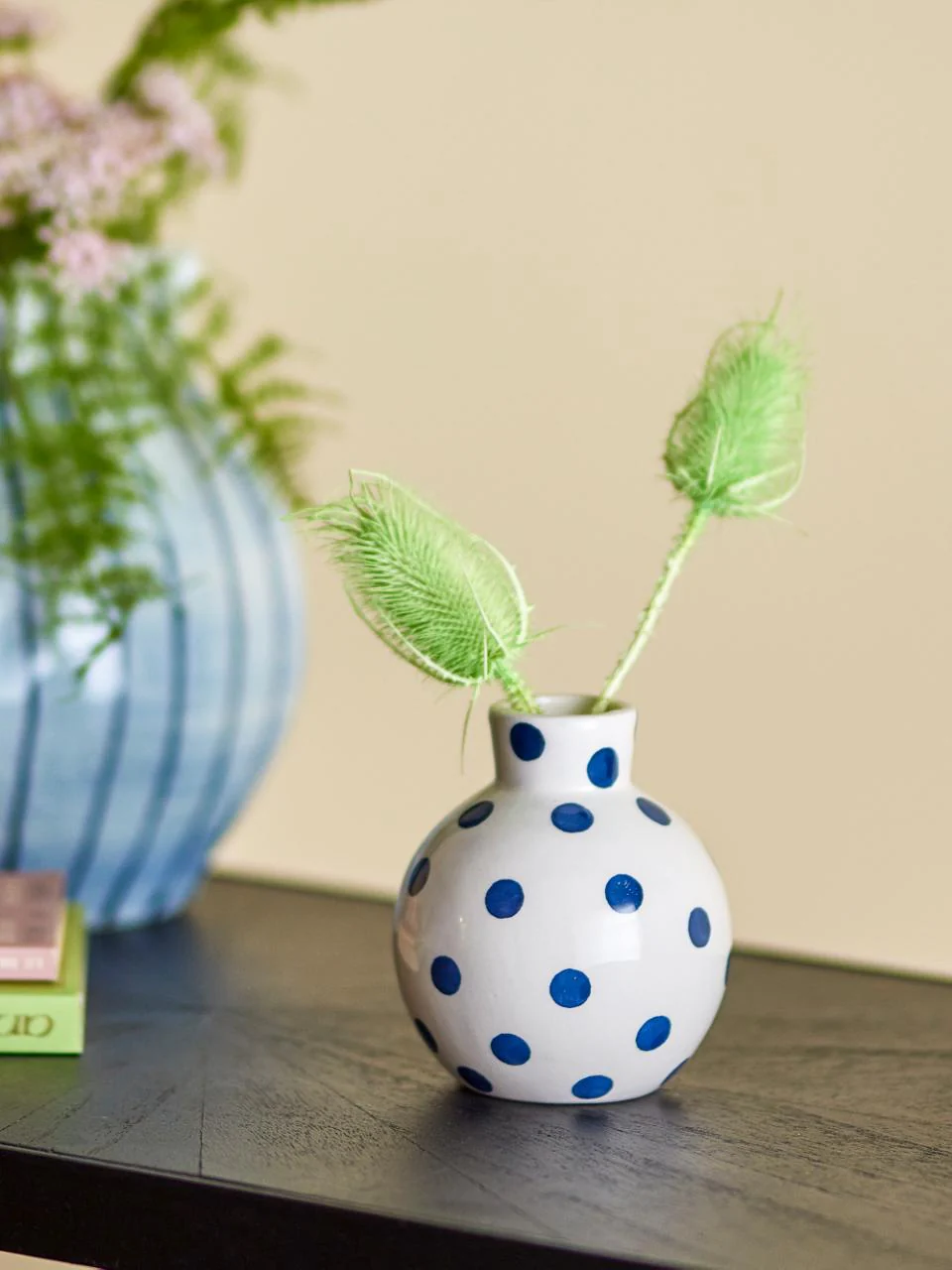 Bloomingville Fian Vase Blue Ceramic - Image 2