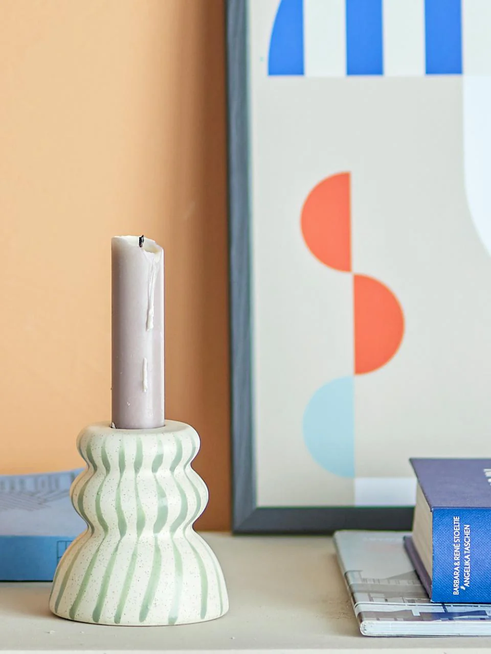 Bloomingville Gabin Candle Holder Green Stoneware - Image 3