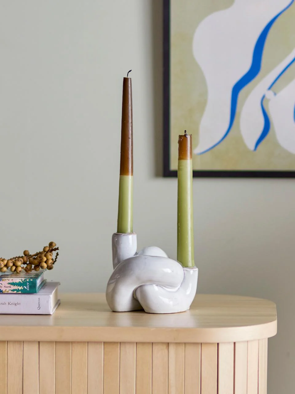 Bloomingville Haydn Candle Holder White Stoneware - Image 3