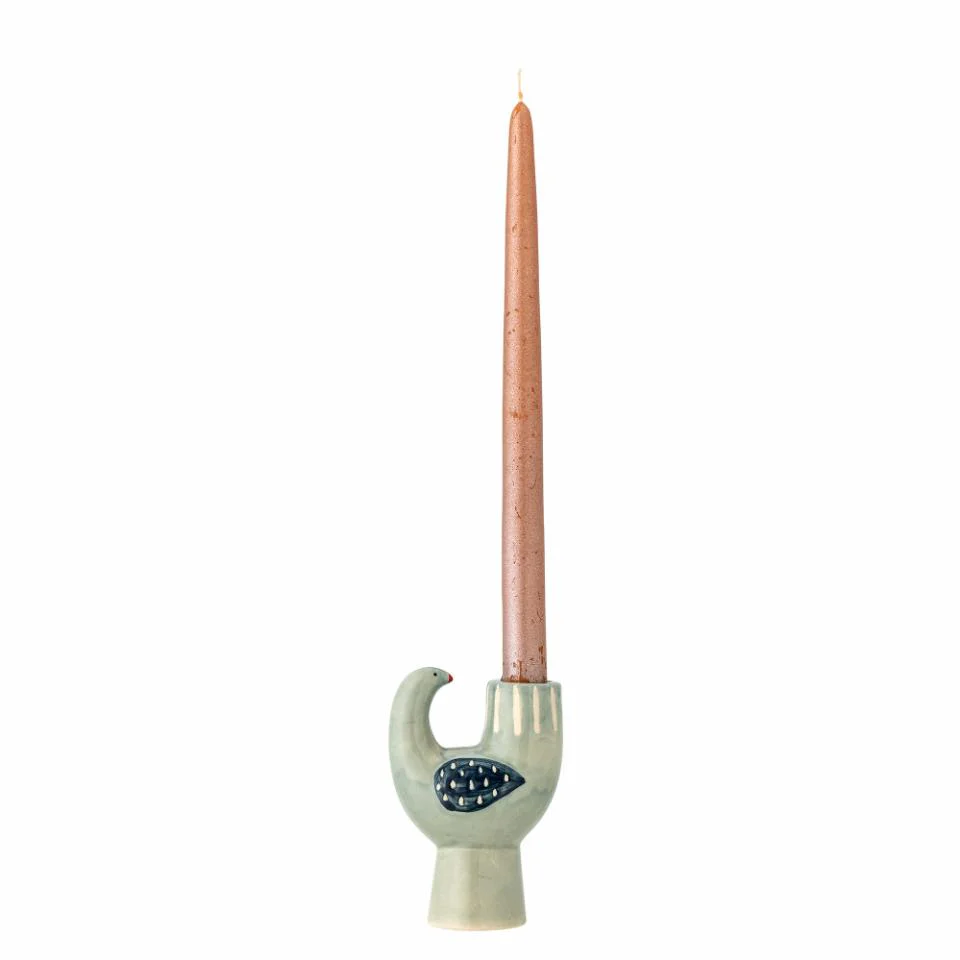 Bloomingville Trudy Candle Holder Blue Stoneware - Image 2