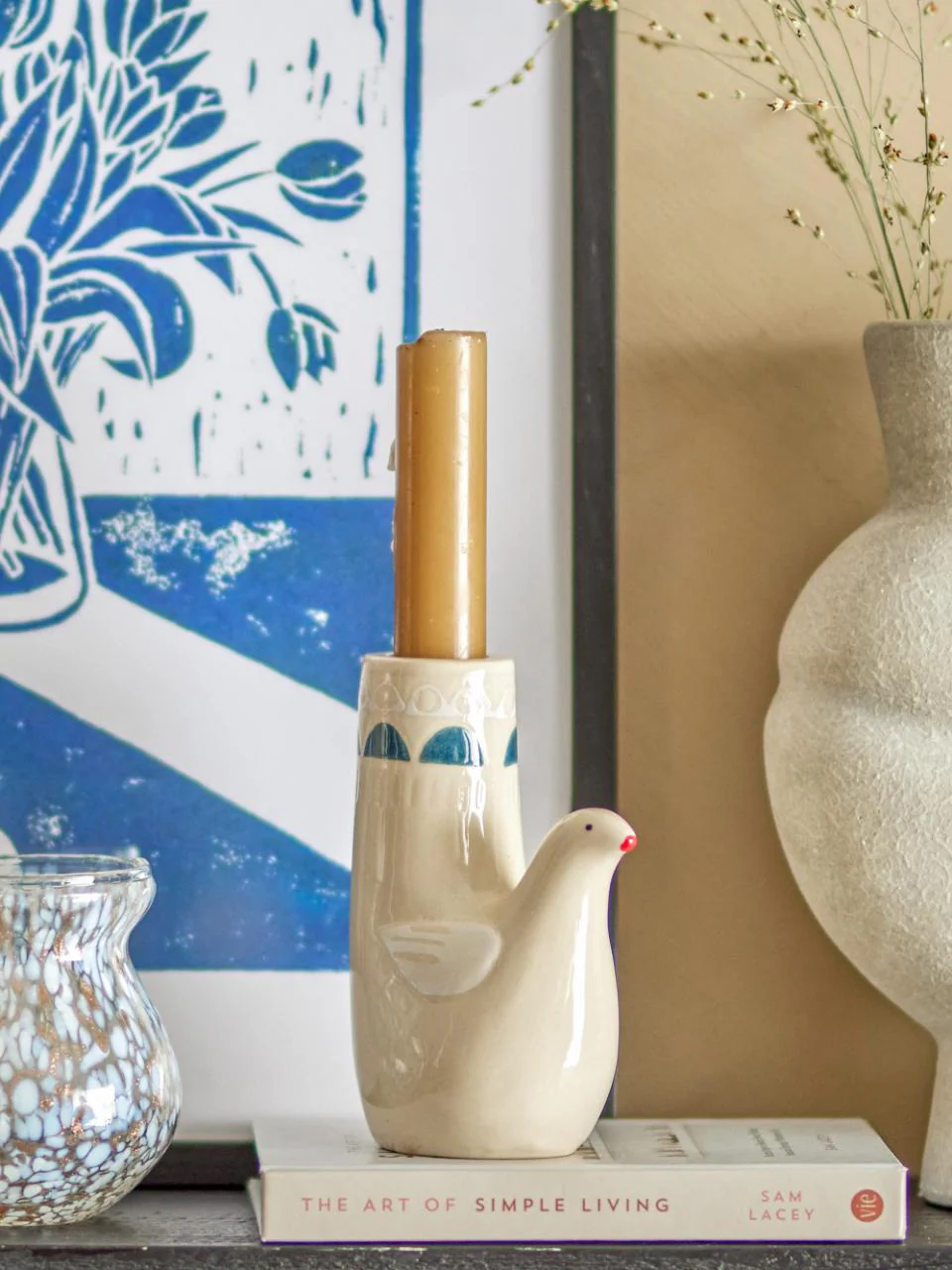 Bloomingville Trudy Candle Holder White Stoneware - Image 3
