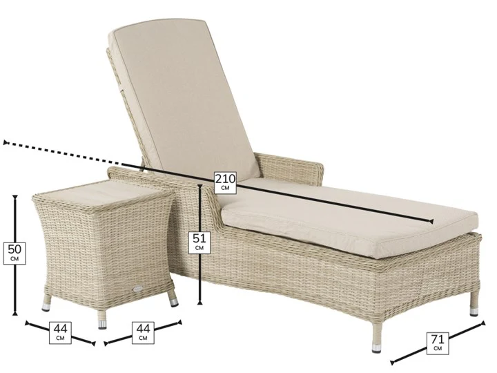 Bramblecrest Monterey Sandstone Rattan Lounger with Side Table - Image 3