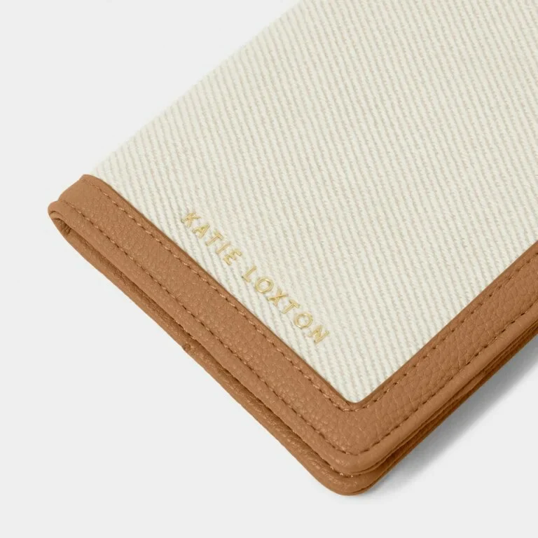 Katie Loxton Capri Canvas Passport Cover Tan / Off White 14.5  cm X 10  cm X 1  cm - Image 3