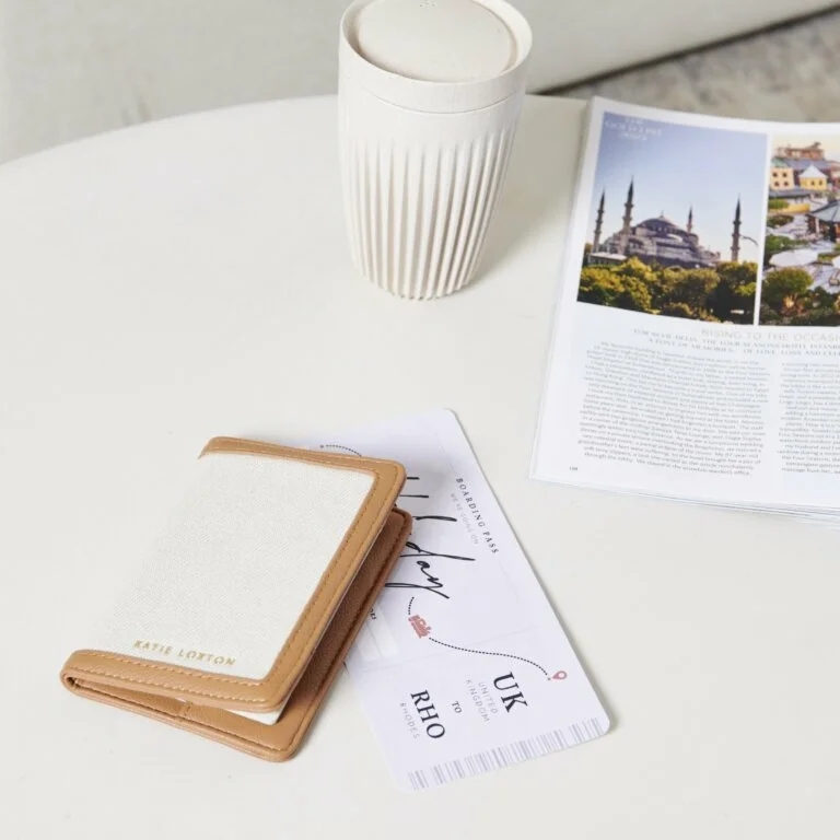 Katie Loxton Capri Canvas Passport Cover Tan / Off White 14.5  cm X 10  cm X 1  cm - Image 4