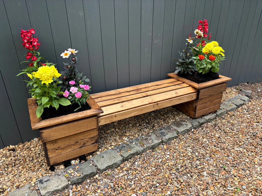 Charles Taylor Knights Double Wooden Planter Bench - Image 2