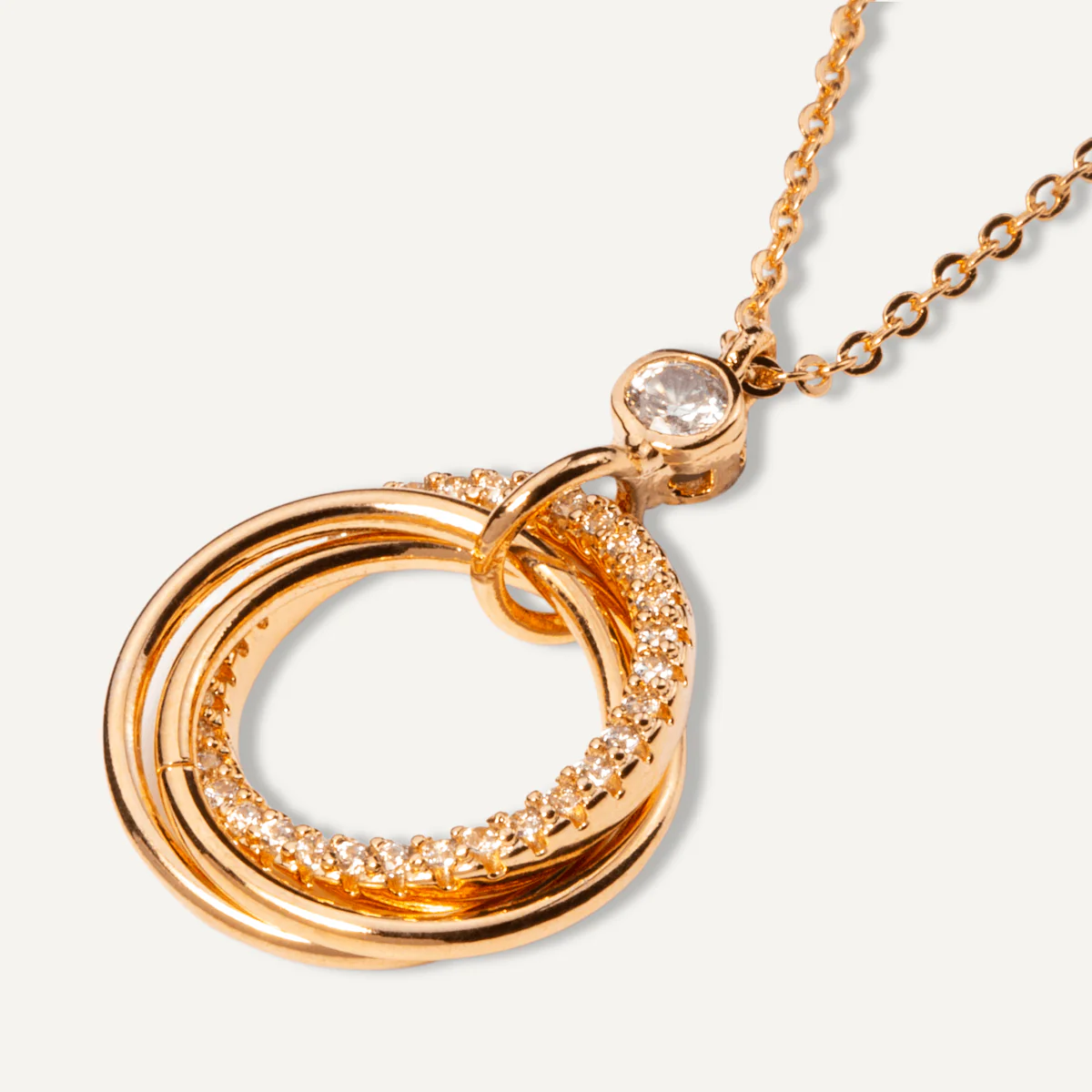 D&X London Keira Gold Plated Cubic Zirconia Geometric Necklace - Image 2