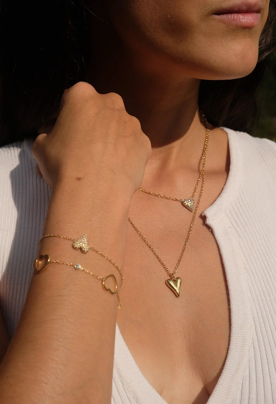 D&X London Vibes 18K Gold Plated Stainless Steel Clasp Heart Double Necklace - Image 4