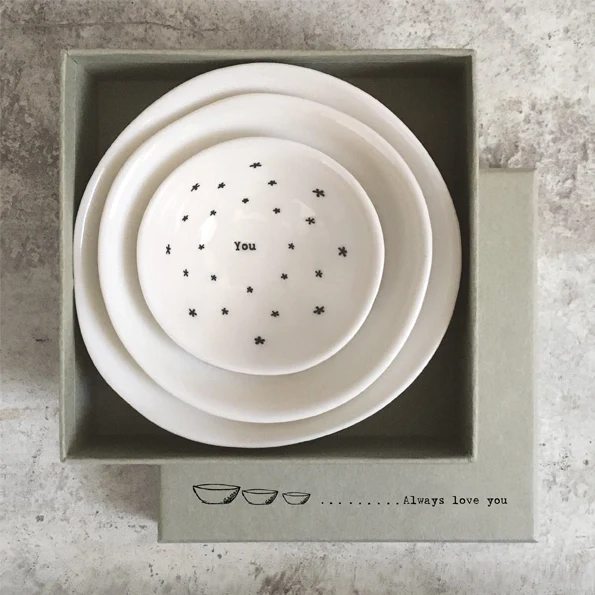 East Of India Porcelain Bowl Trio 'Always Love You' - Image 3