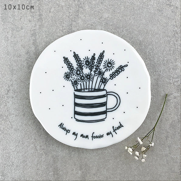 East Of India Flowers In Mug Porcelain Coaster 'Always My Mum' - Image 2