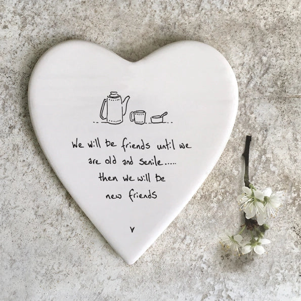 East Of India Porcelain Heart Coaster 'Friends Old & Senile' - Image 2