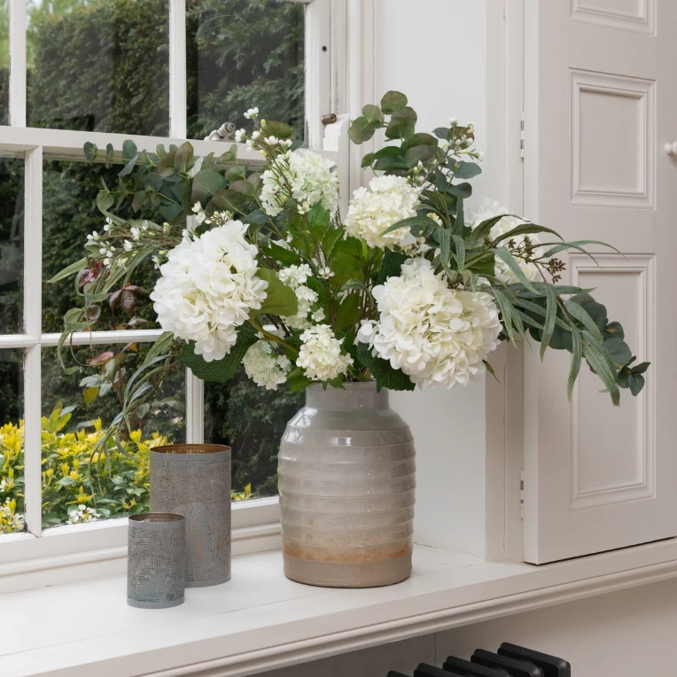 Floralsilk Luxury White Faux Hydrangea & Eucalyptus Bouquet - Image 3