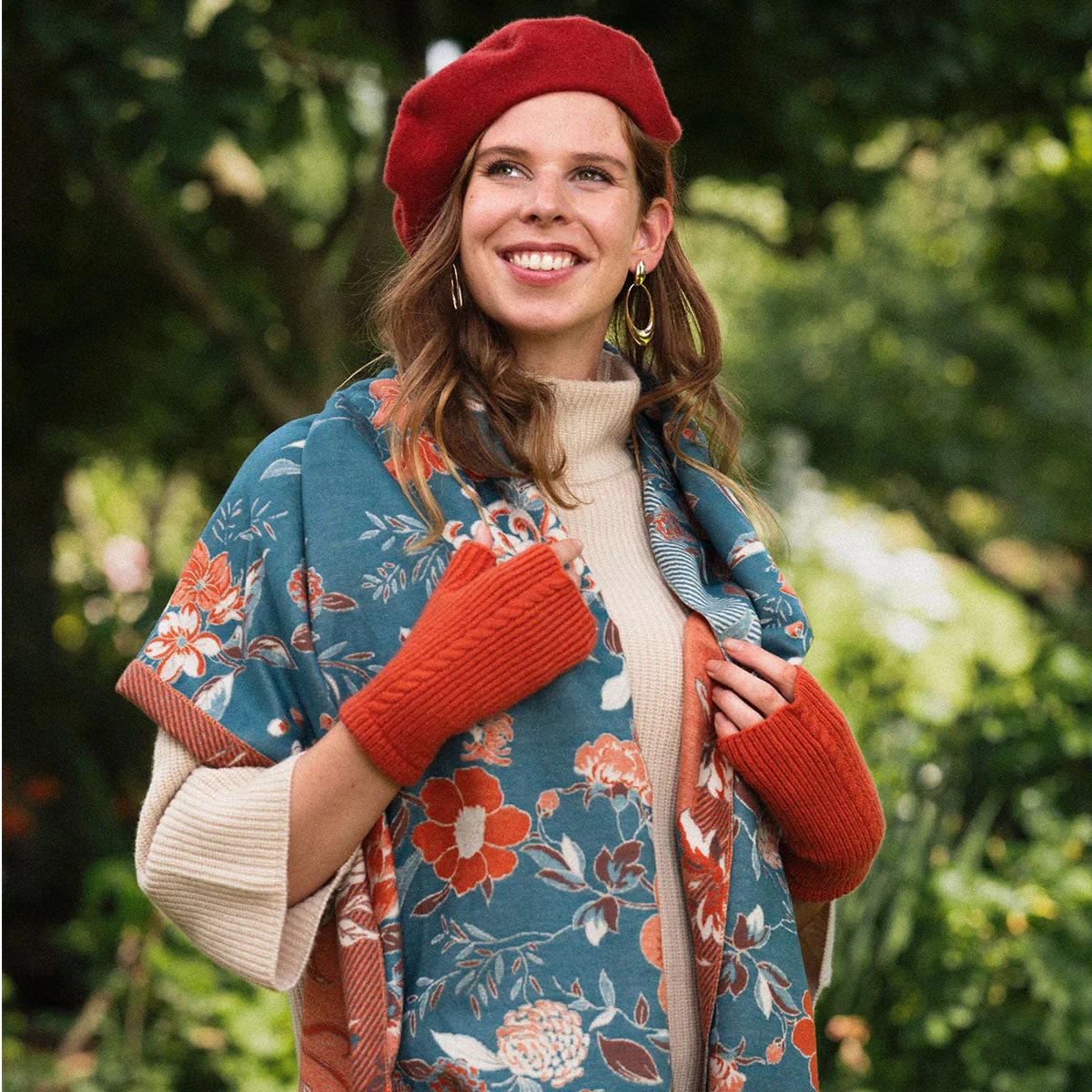 Millie Mae Fleur Wool Beret - Terracotta - Image 2