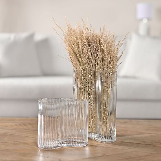 Hestia Clear Ribbed Glass Vase - Small - Image 2