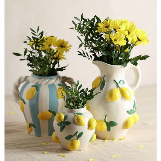 Hestia White Jug Vase With Lemons 25cm - Image 2