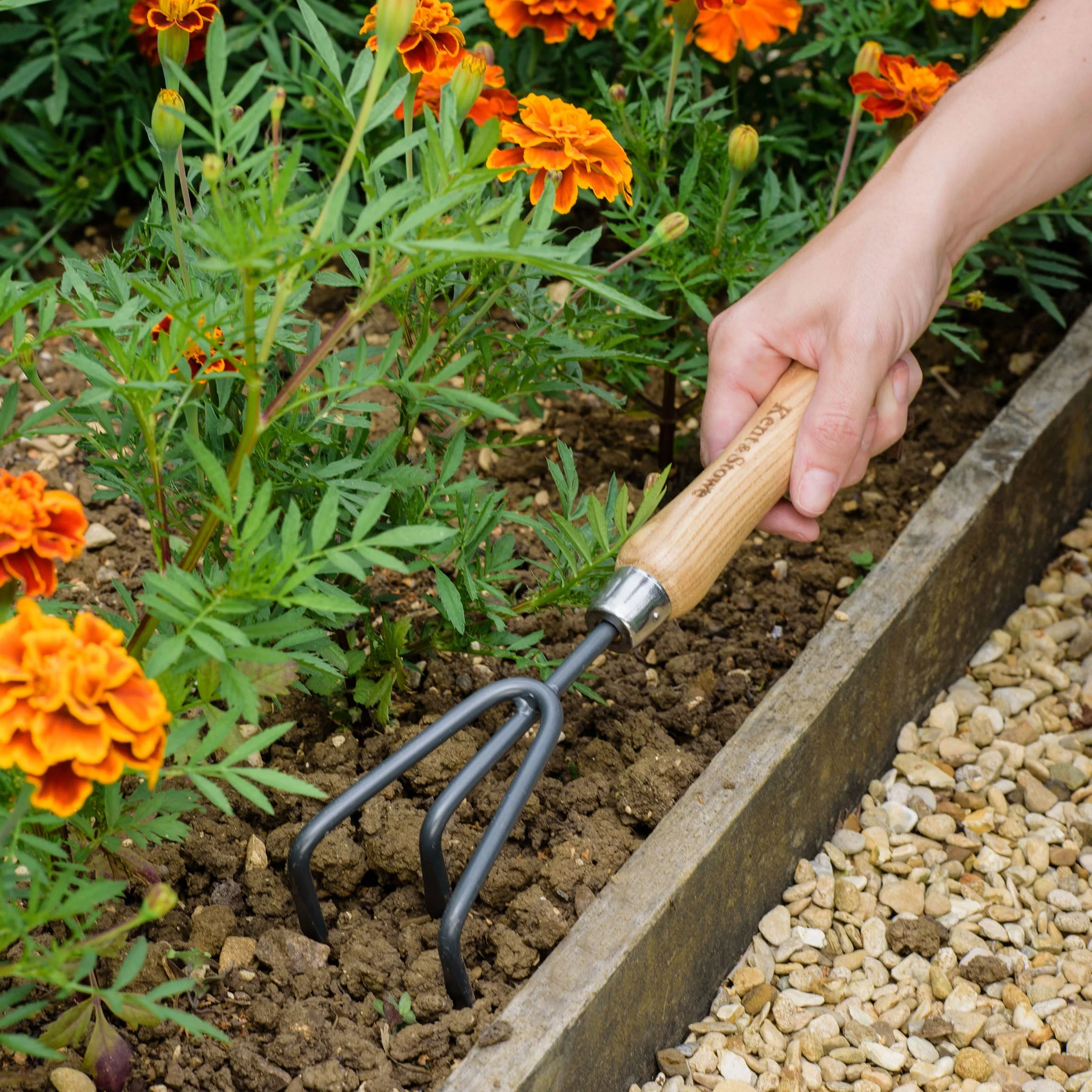 Kent & Stowe Carbon Steel Hand 3 Prong Cultivator - Image 2