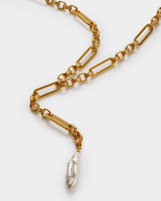 Katie Loxton Allure Pearl Lariat Necklace Gold Coated - Image 2