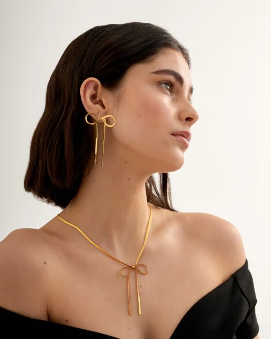 Katie Loxton Amelie Waterproof Gold Bow Necklace - Image 4