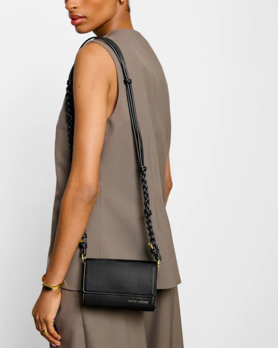 Katie Loxton Arden Braided Mini Bag Black - Image 3
