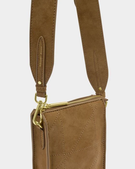 Katie Loxton Avery Slim Quilted Suedette Crossbody Bag Caramel - Image 4