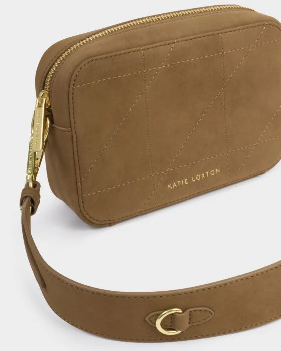 Katie Loxton Avery Quilted Suedette Small Crossbody Bag Caramel - Image 2