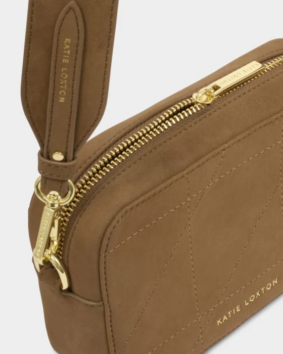 Katie Loxton Avery Quilted Suedette Small Crossbody Bag Caramel - Image 3
