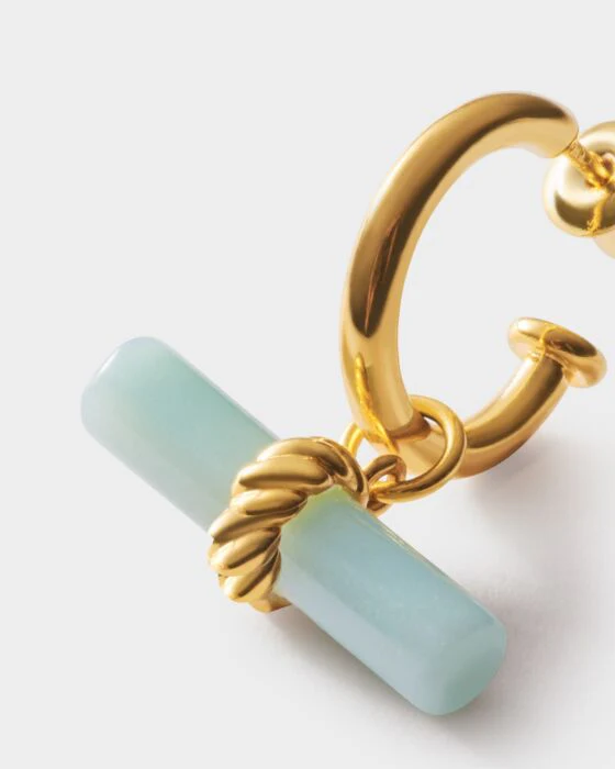 Katie Loxton Azura Waterproof Gold T-Bar Hoop Earrings - Image 2