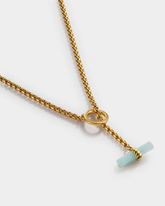 Katie Loxton Azura Waterproof Gold T-Bar Necklace - Image 2