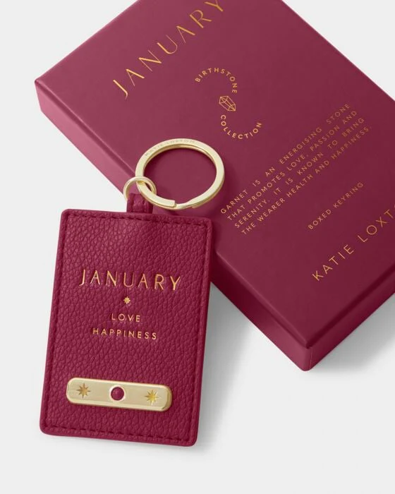 Katie Loxton Birthstone Keyring January Deep Red - Image 2