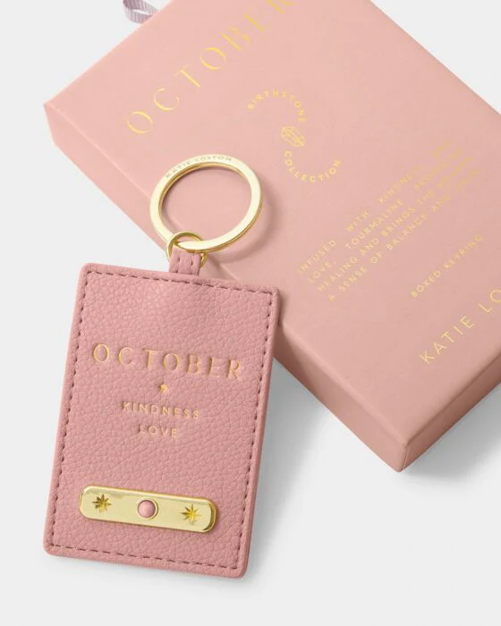 Katie Loxton Birthstone Keyring October Dusty Pink - Image 2