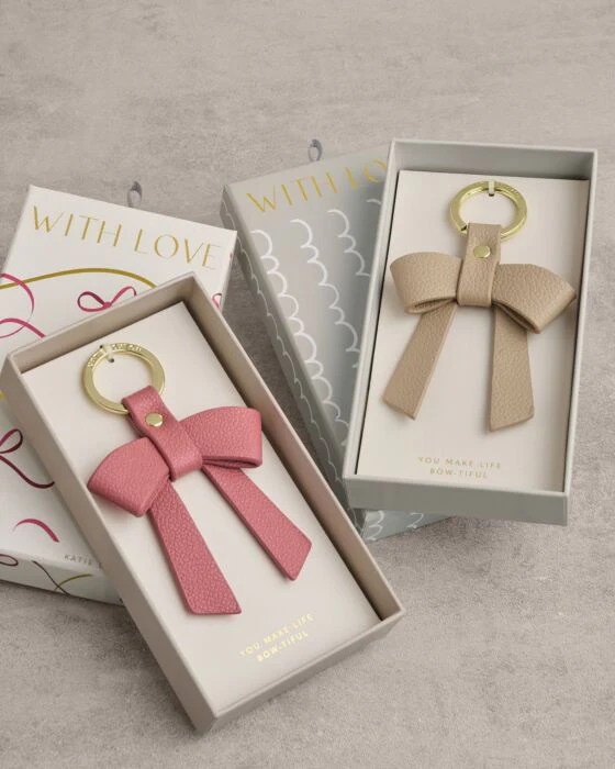 Katie Loxton Boxed Bow Keyring You Make My Life Bow-Tiful Raspberry Pink - Image 4