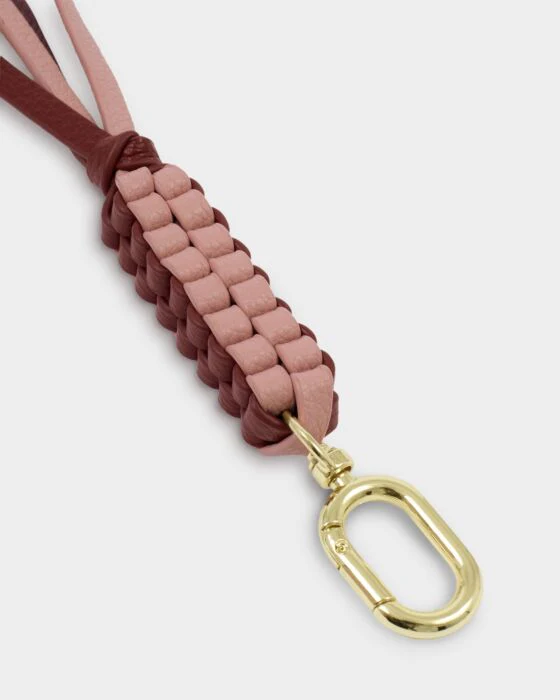 Katie Loxton Braided Keyring Bag Charm Rose Pink/ Cherry - Image 2