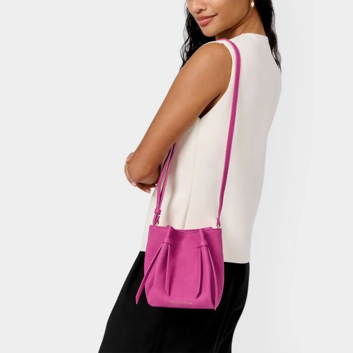 Katie Loxton Celina Mini Fausuede Bucket Bag Magenta Suede - Image 2