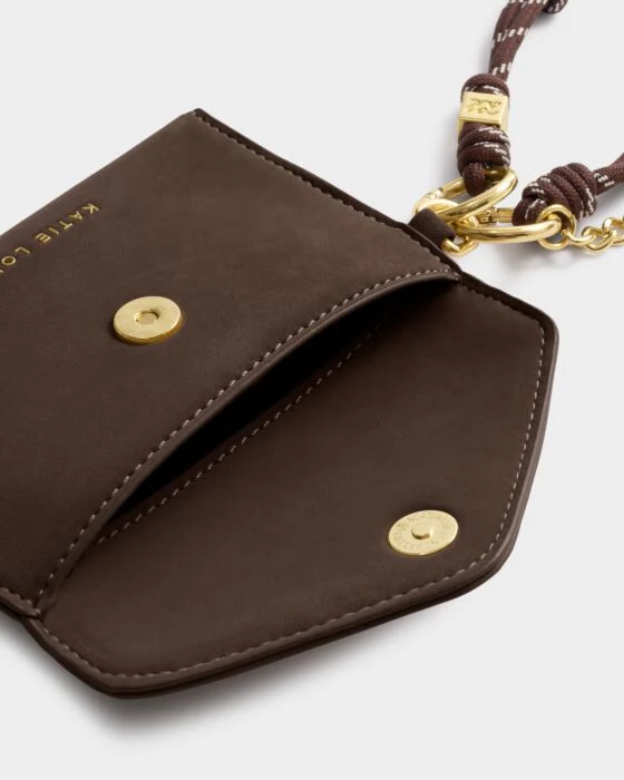 Katie Loxton Cord Purse Bitter Chocolate Suedette - Image 2