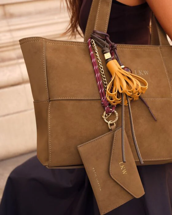 Katie Loxton Cord Purse Caramel Suedette - Image 4