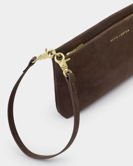 Katie Loxton Cord Small Suedette Shoulder Bag Chocolate - Image 3