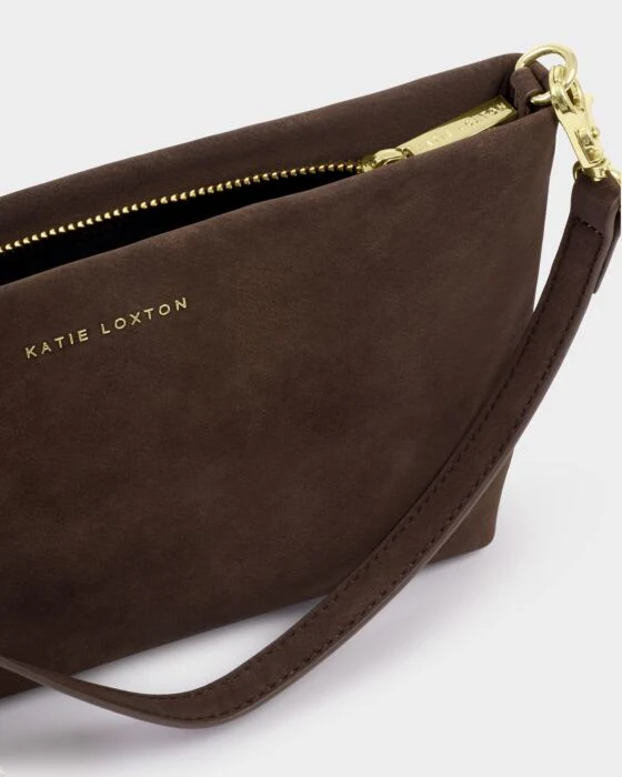 Katie Loxton Cord Small Suedette Shoulder Bag Chocolate - Image 4