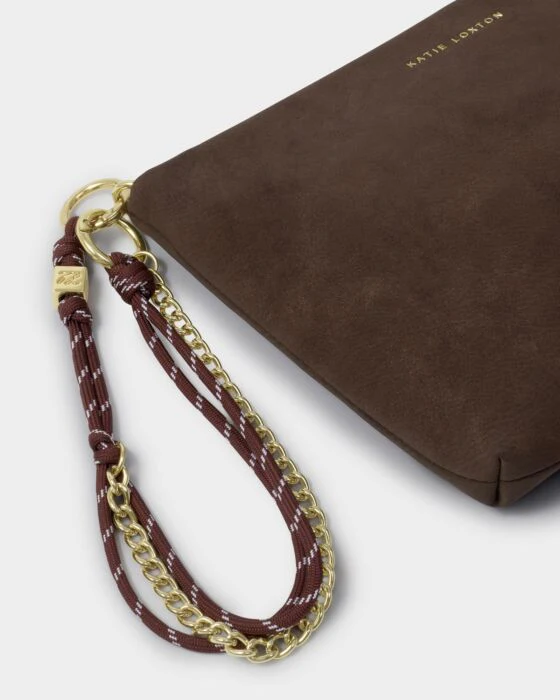 Katie Loxton Cord Small Suedette Shoulder Bag Chocolate - Image 5