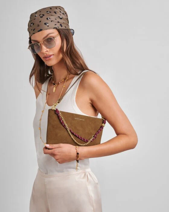 Katie Loxton Cord Small Suedette Shoulder Bag Caramel - Image 6