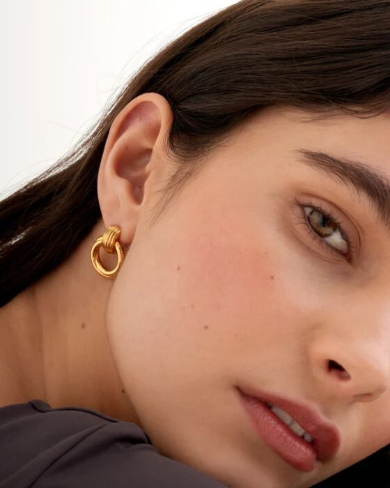 Katie Loxton Demi Waterproof Gold Oversized Stud Earrings - Image 3