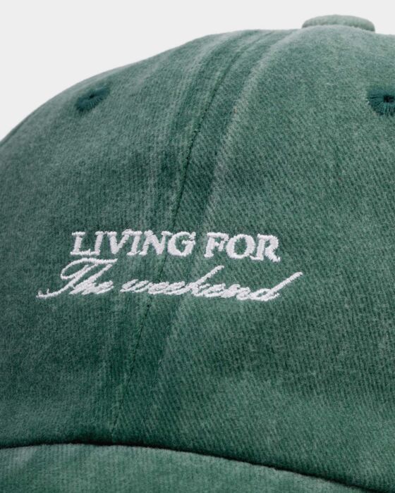 Katie Loxton Embroidered Cap  'Living For The Weekend' Green - Image 3