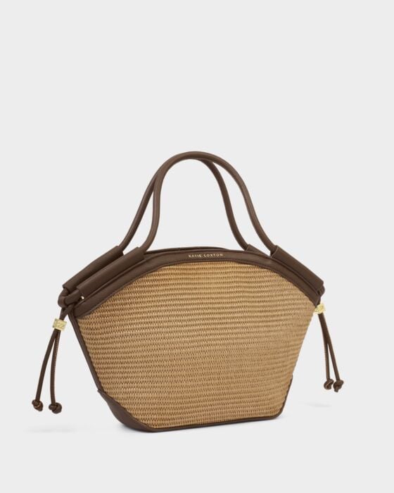 Katie Loxton Florence Mini Tote Bag Raffia Chocolate - Image 2