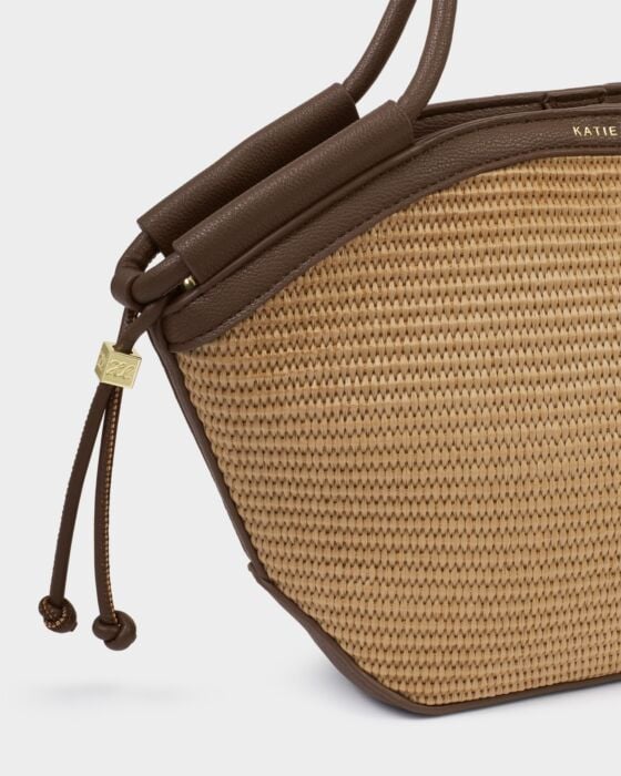Katie Loxton Florence Mini Tote Bag Raffia Chocolate - Image 3