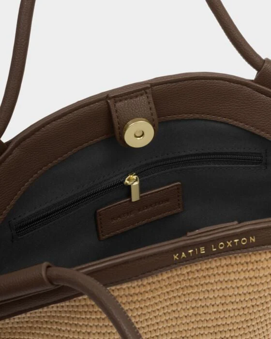 Katie Loxton Florence Mini Tote Bag Raffia Chocolate - Image 4