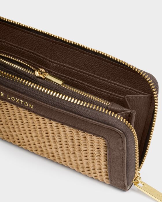 Katie Loxton Florence Purse Bitter Chocolate & Natural Raffia - Image 3