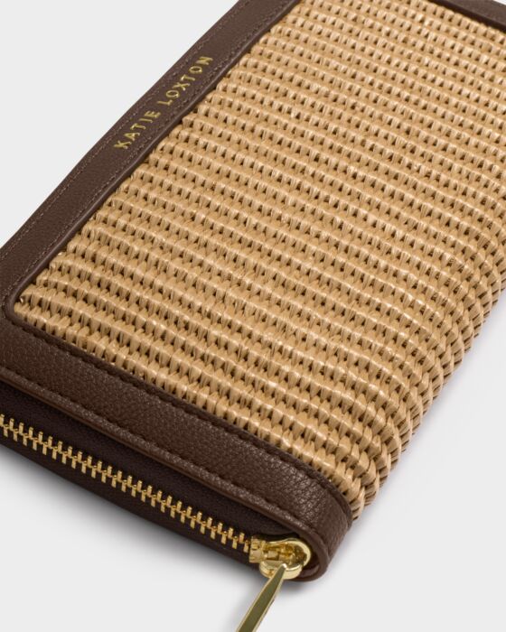 Katie Loxton Florence Purse Bitter Chocolate & Natural Raffia - Image 4