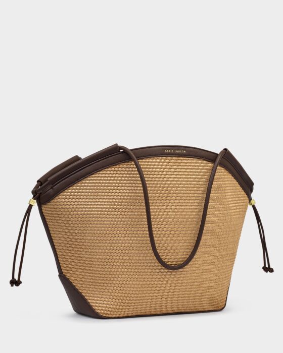 Katie Loxton Florence Tote Bag Raffia Chocolate - Image 2