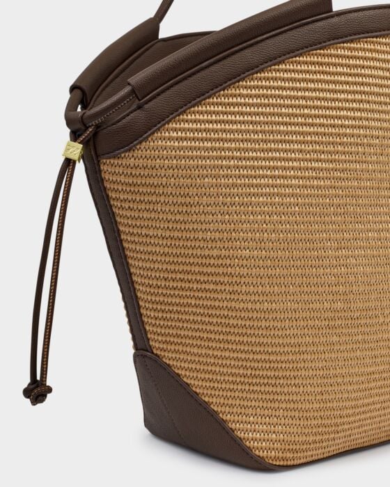 Katie Loxton Florence Tote Bag Raffia Chocolate - Image 3