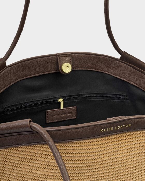 Katie Loxton Florence Tote Bag Raffia Chocolate - Image 4
